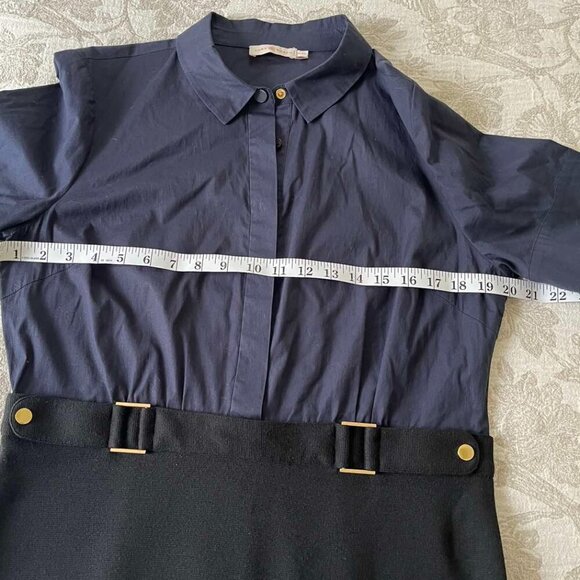 TORY BURCH Navy & Black Cotton & Wool Blend Dress Style#30142410 Sz.XL - Picture 11 of 13